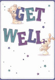 Brimming with cheer, this illustrated get well card radiates warmth and optimism that feels right at home in Coulsdon. Two lovingly crafted friends-a cuddly bear with soft brown fur and a lively puppy-appear to spring from the creamy white card, their playful postures filled with hope. Each gently holds the colourful, oversized letters spelling out 'Get Well,' the rich indigos and teals of the text creating a soothing vibrancy reminiscent of local wildflowers blooming near Woodmansterne Road. Delicate stars, painted in varying shades of blue and purple, dance across the background, suggesting wishes floating through the afternoon air. The artists' attention to texture-the huggable fluff of the bear and the velvety puppy's coat-creates a scene almost tangible enough to touch, much like the fresh petals and greenery we select with care every day for our Coulsdon customers. The card's gentle design, brimming with innocence and sincerity, carries a message of kindness and gentle encouragement-thoughtfully crafted to comfort anyone on the path to recovery, and ideally complimented by a bright, hand-tied bouquet delivered with a smile.